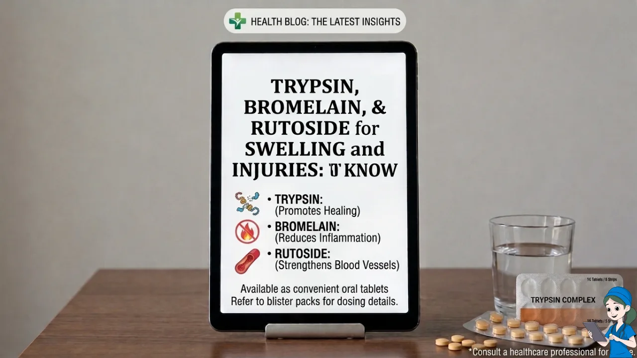 Trypsin Bromelain Rutoside tablet uses in Hindi | सूजन और चोटों के लिए ट्रिप्सिन ब्रोमिलेन रुटोसाइड की पूर्ण जानकारी व पूरा विवरण