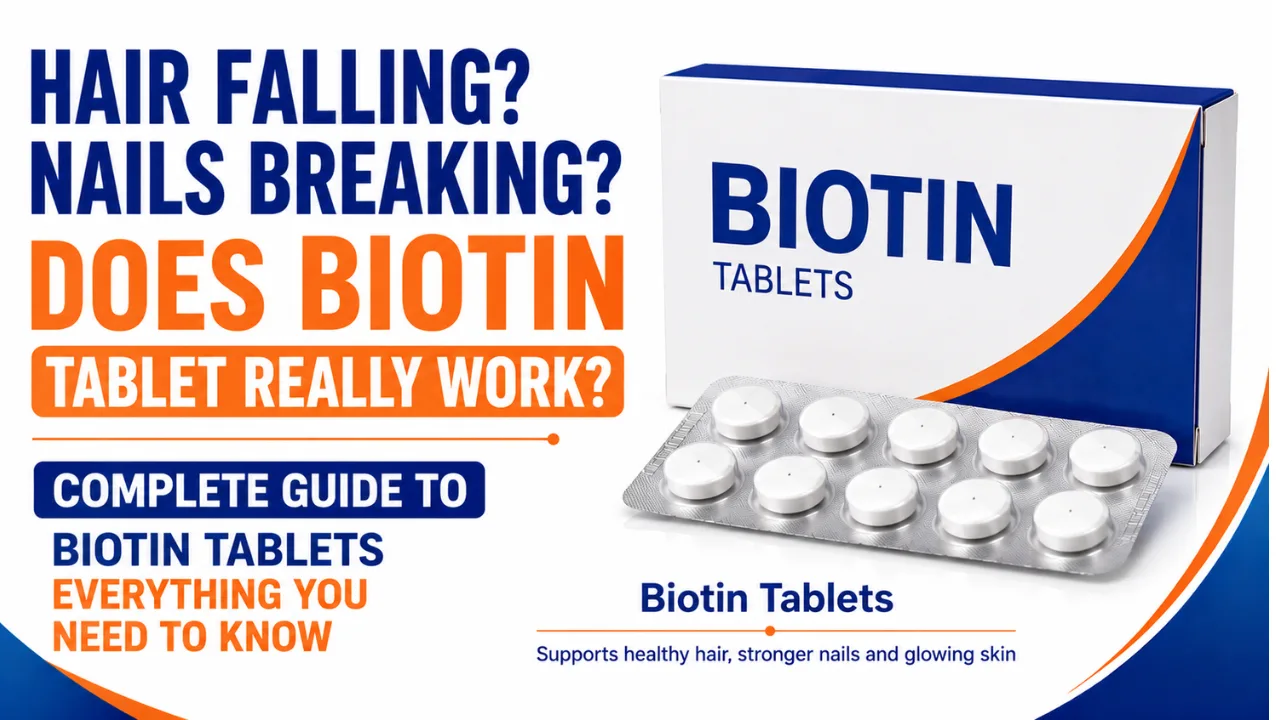 Biotin tablet uses in Hindi | बाल झड़ रहे हैं, नाखून टूट रहे हैं? क्या बायोटिन टैबलेट सच में फायदा करती है?